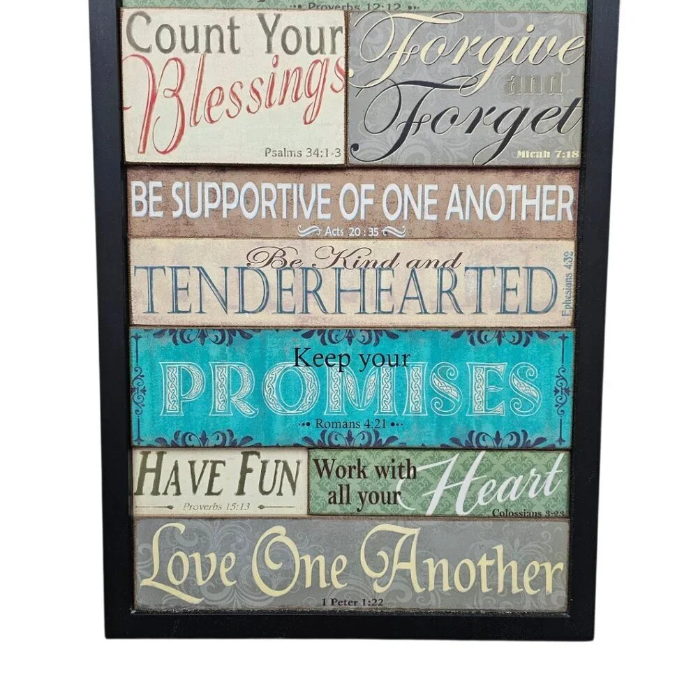 Family Rules Inspirational Wall Art Black Framed Decor Picture Sign